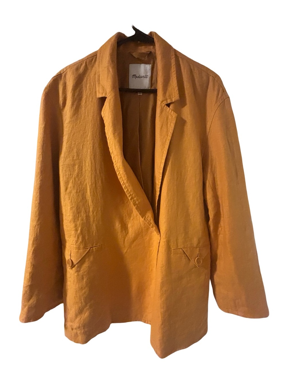 Madewell Linen Minimalist Coastal Light Academia Single-Button Blazer Medium